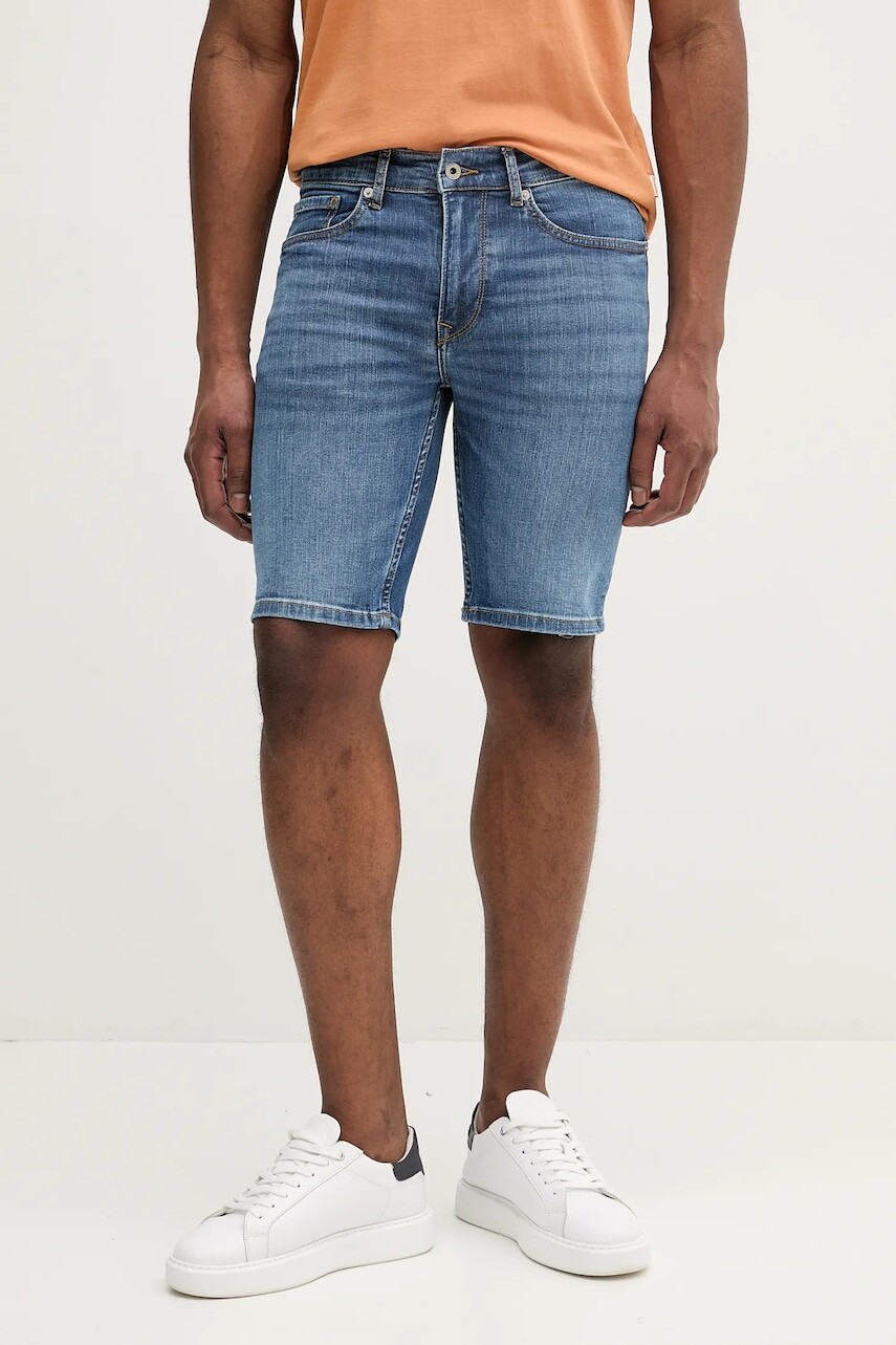 Rifľové krátke nohavice Pepe Jeans SLIM SHORT HATCH pánske, PM801080EE5