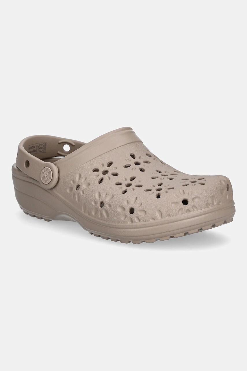 Šľapky Crocs Classic Floral Cut Out Clog hnedá farba, na kline, 210927-214