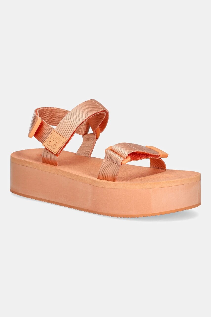 Sandále HUGO Zaralyn oranžová farba, na platforme, 50542082