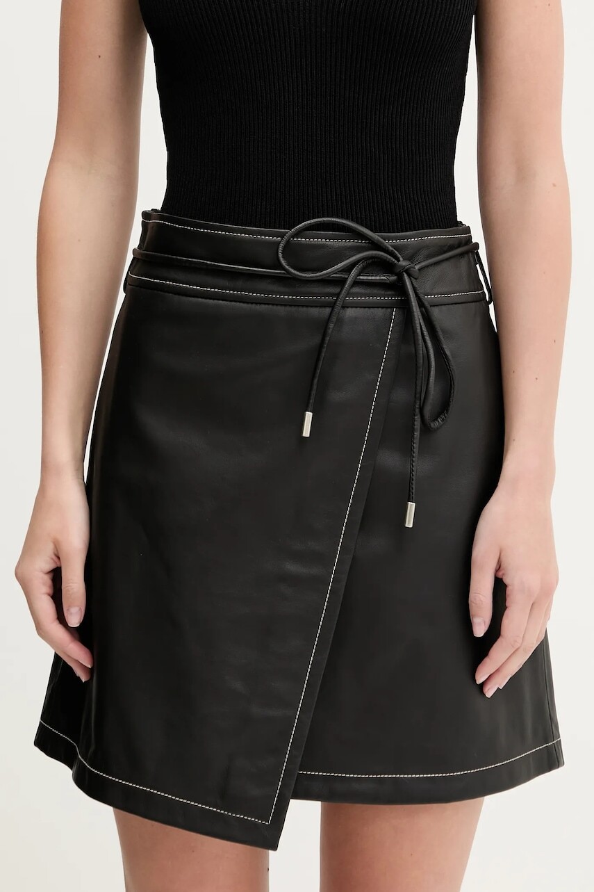 Kožená sukňa čierna farba, mini, puzdrová, W2R.286SL.P31161
