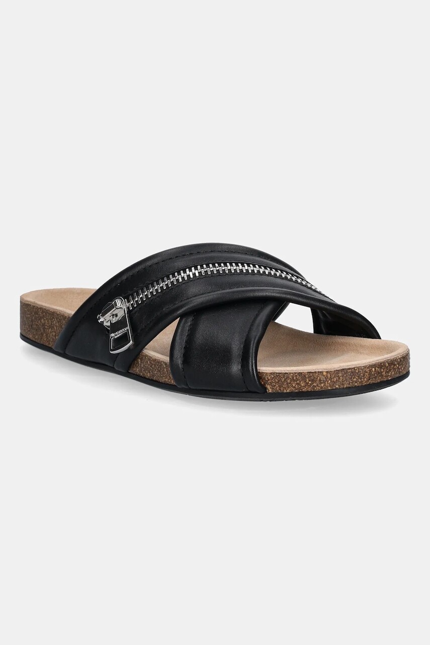 Kožené šľapky JW Anderson Biker Slide čierna farba, SN0107 LA0268 999