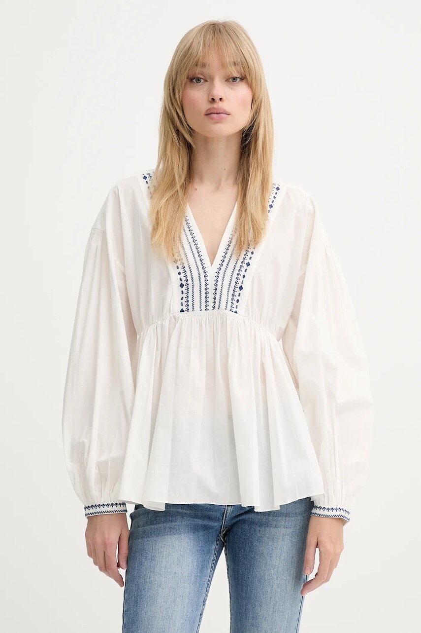Blúzka A.P.C. blouse vera béžová farba, s nášivkou, COHHH.F13449