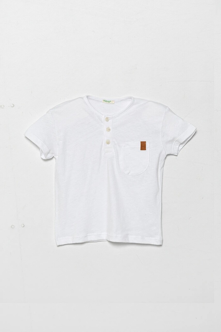 Tričko pre bábätko United Colors of Benetton biela farba, jednofarebné, 3F4JA105S