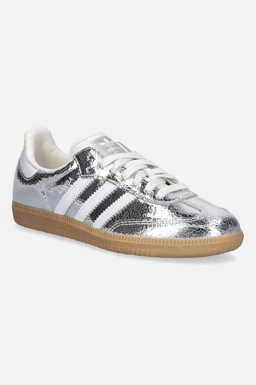 Kožené tenisky adidas Originals Samba OG strieborná farba, JR0035
