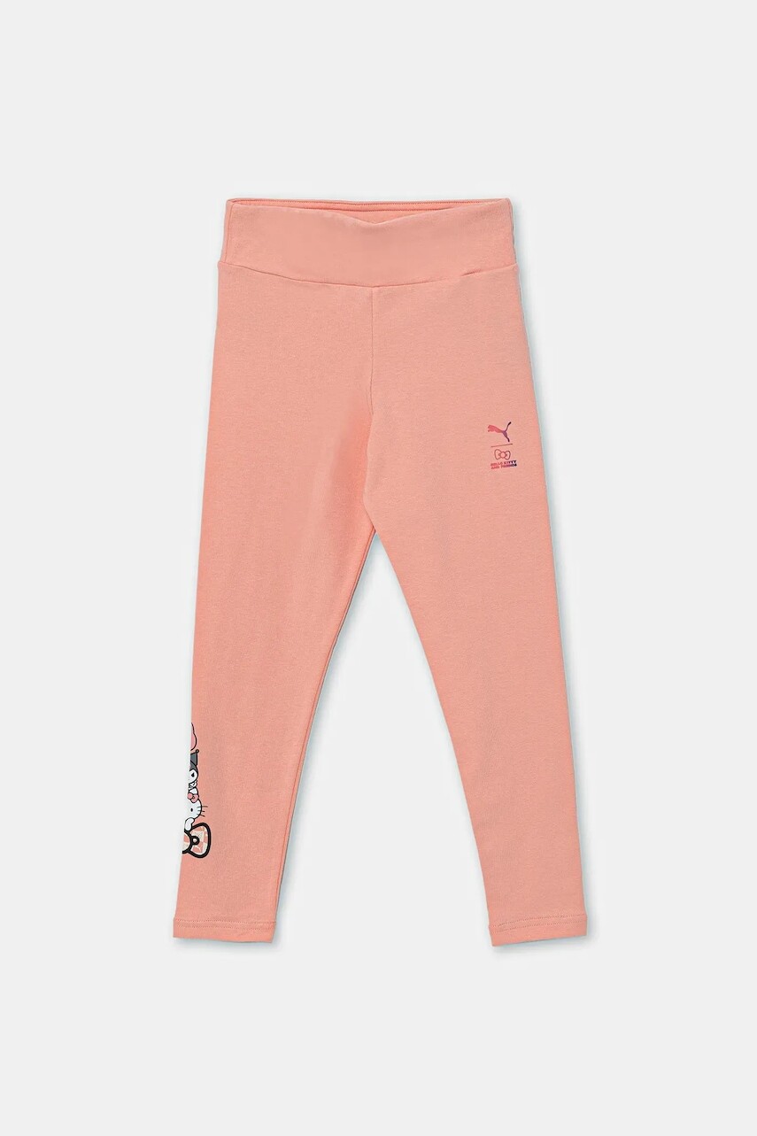 Detské legíny Puma HELLO KITTY & FRIENDS High Waist Leggings oranžová farba, s potlačou, 630064