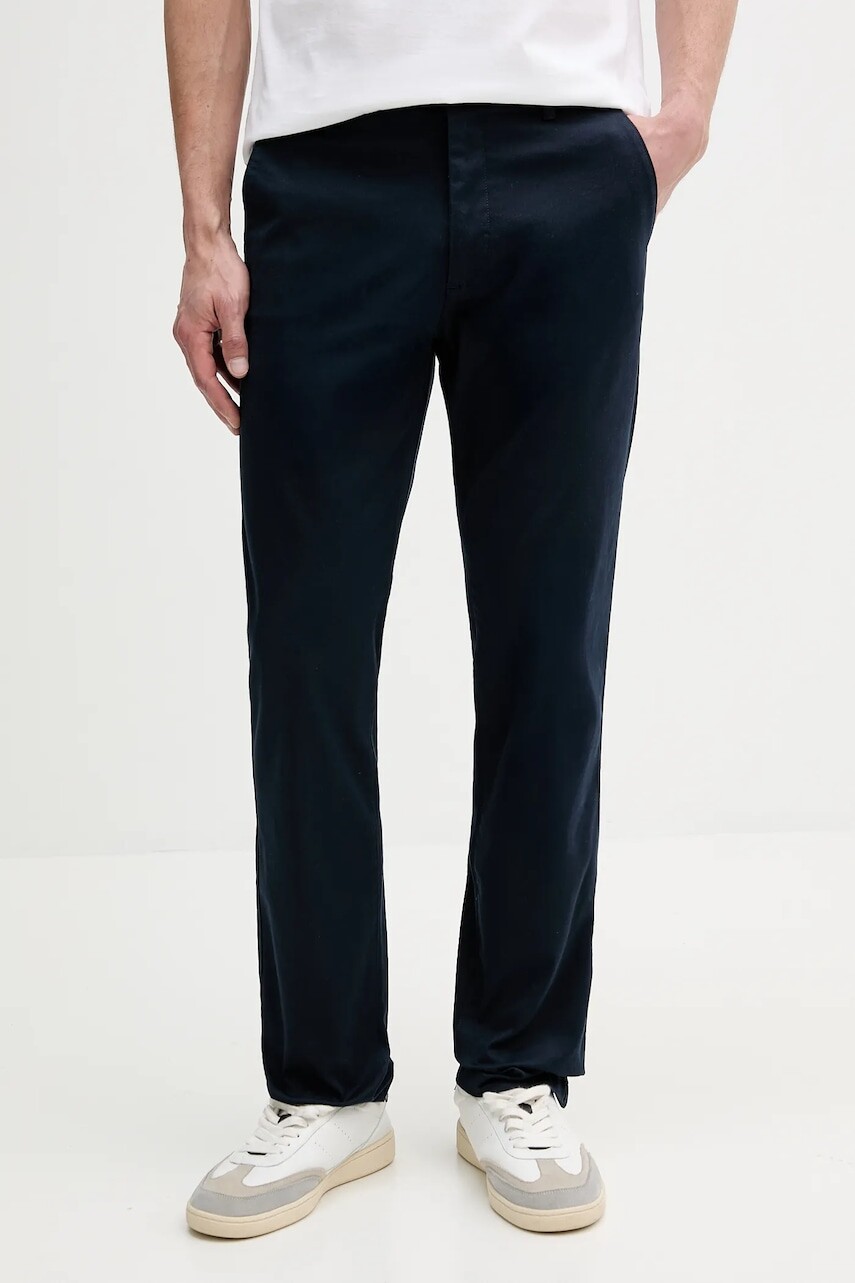 Nohavice Calvin Klein tmavomodrá farba, rovný strih, LV040EM633