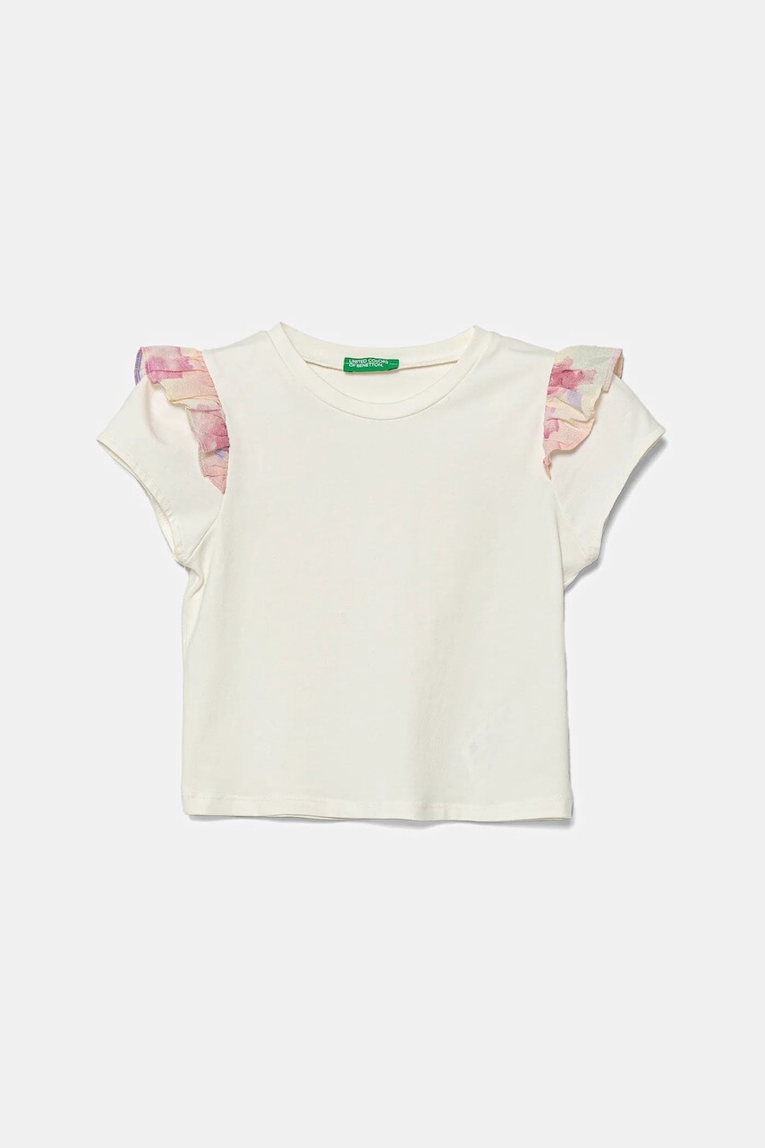 Detské tričko United Colors of Benetton béžová farba, 3P4ZG10IV