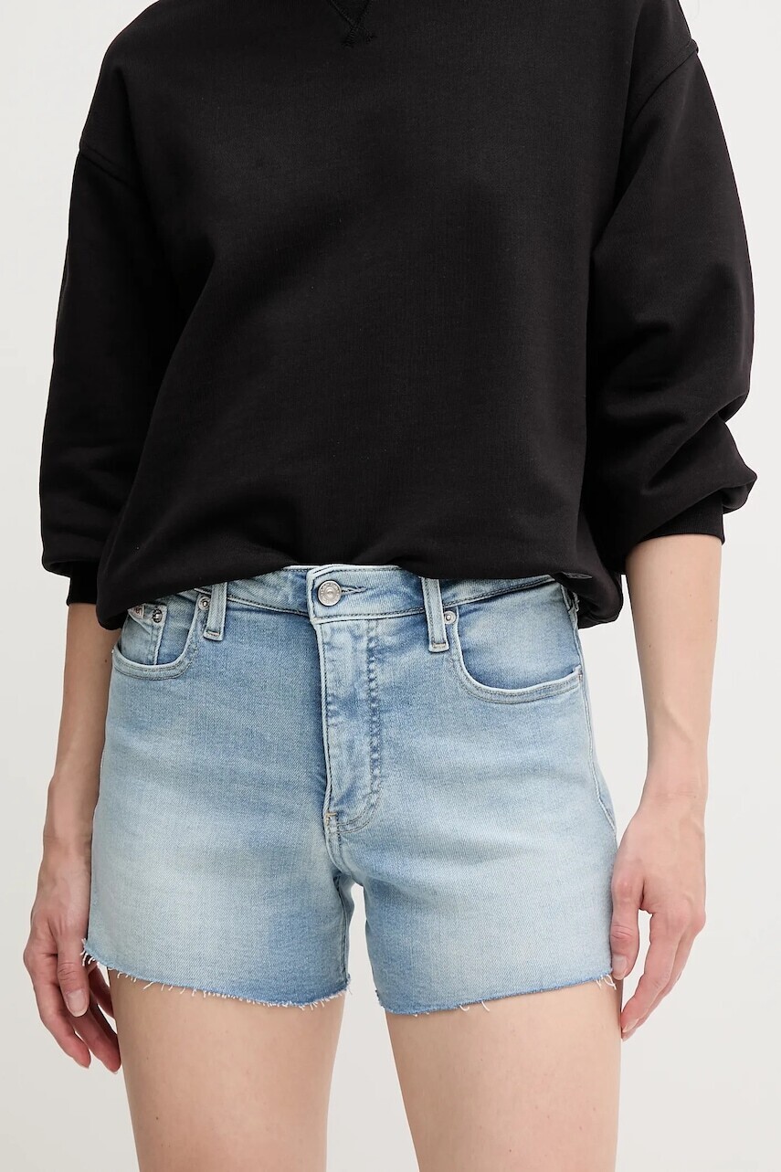 Rifľové krátke nohavice Calvin Klein Jeans jednofarebná, vysoký pás, J20J225158