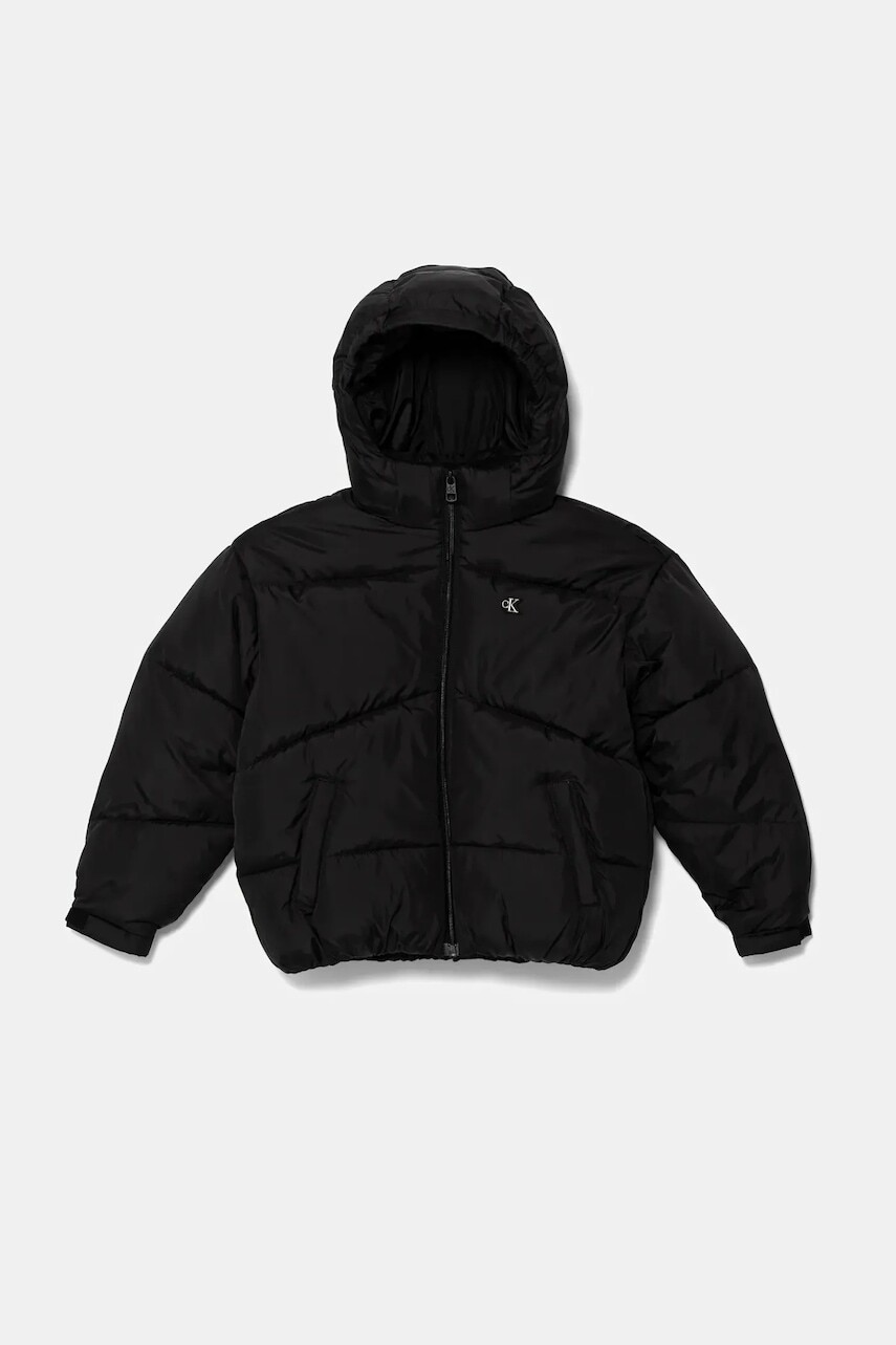 Detská bunda Calvin Klein Jeans čierna farba, IG0IG02987