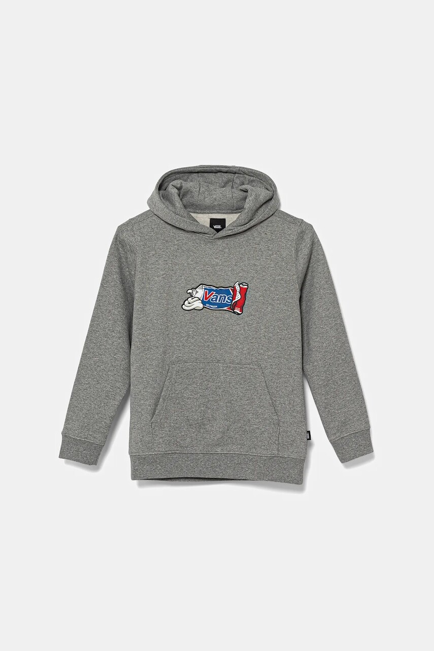 Detská mikina Vans Fresh Pullover šedá farba, s kapucňou, s potlačou, VN000MHF02F1