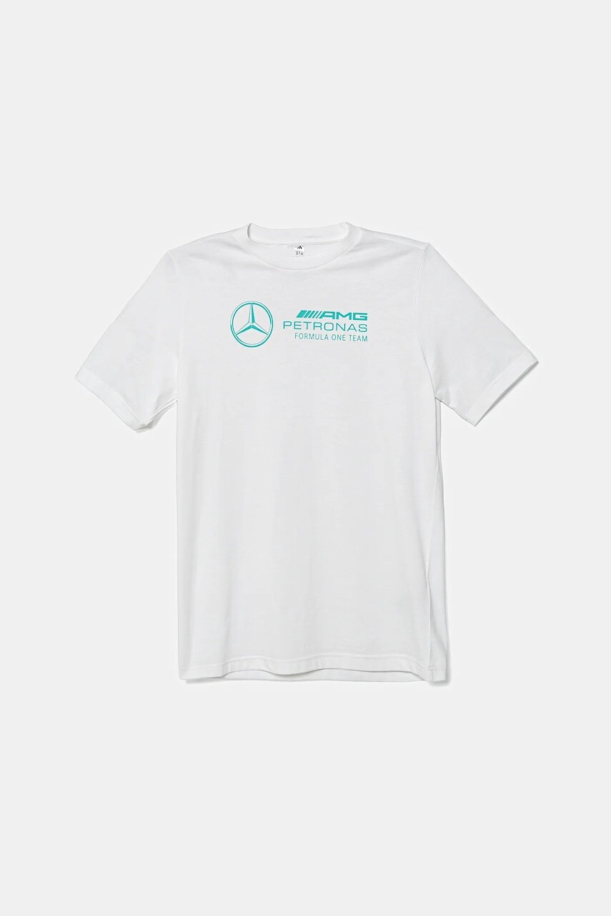 Detské bavlnené tričko adidas Performance MERCEDES biela farba, s potlačou, JZ0900