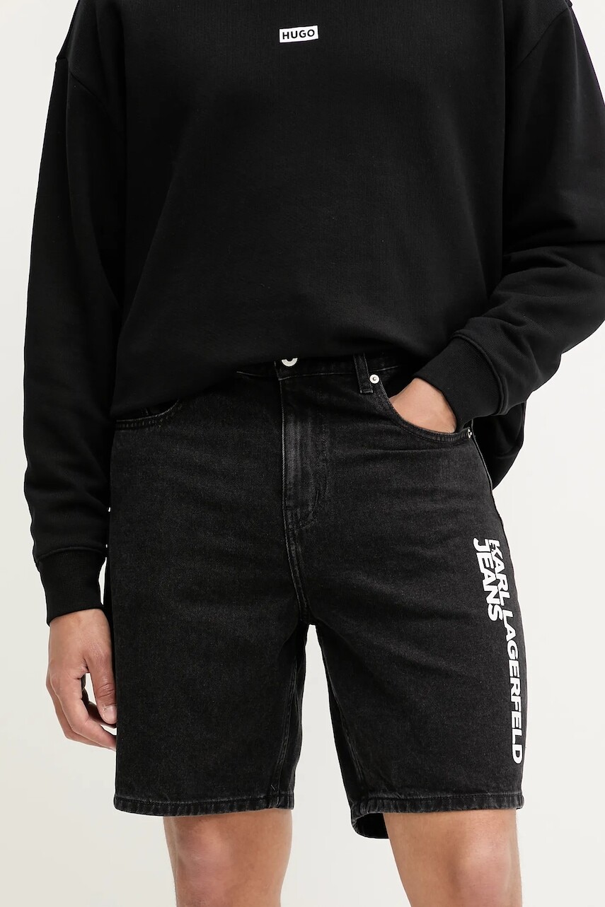 Rifľové krátke nohavice Karl Lagerfeld Jeans čierna farba, A3M10048