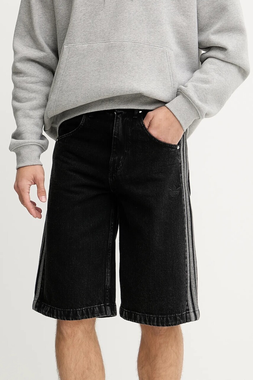 Rifľové krátke nohavice adidas Originals Firebird čierna farba, JC6719