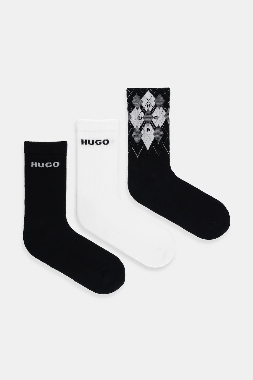 Ponožky HUGO 3-pak čierna farba, 50543138