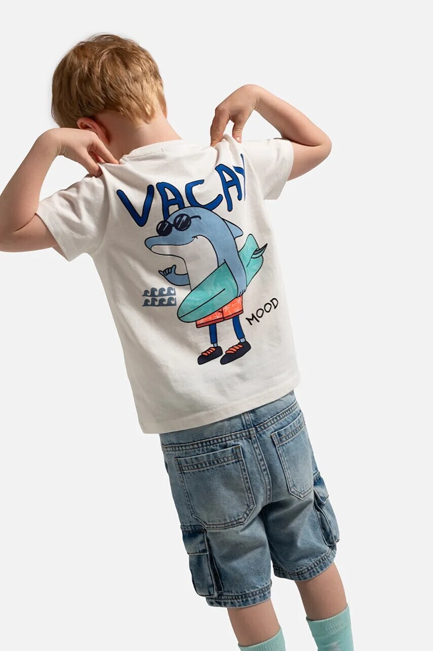 Detské bavlnené tričko Coccodrillo béžová farba, vzorované, HOLIDAY SPLASH BOY KIDS