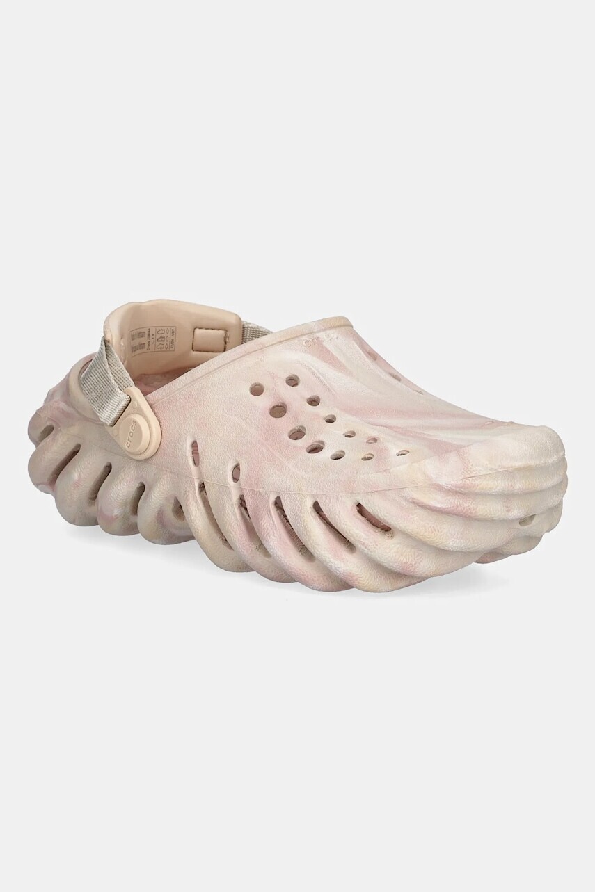 Detské šľapky Crocs ECHO MARBLED CLOG KIDS béžová farba, 208464