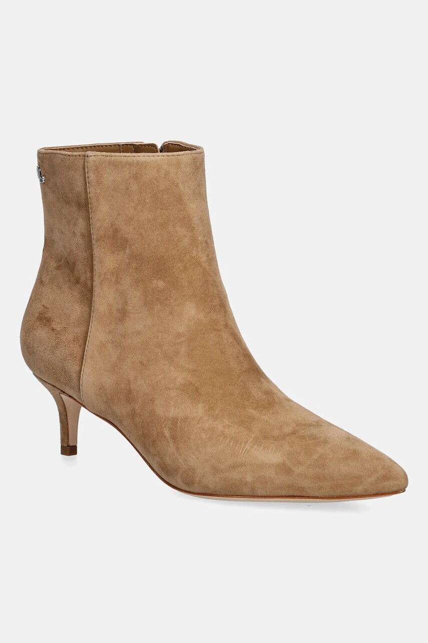 Semišové topánky Lauren Ralph Lauren Mckay Bt Hl béžová farba, na vysokom podpätku, 802967779003