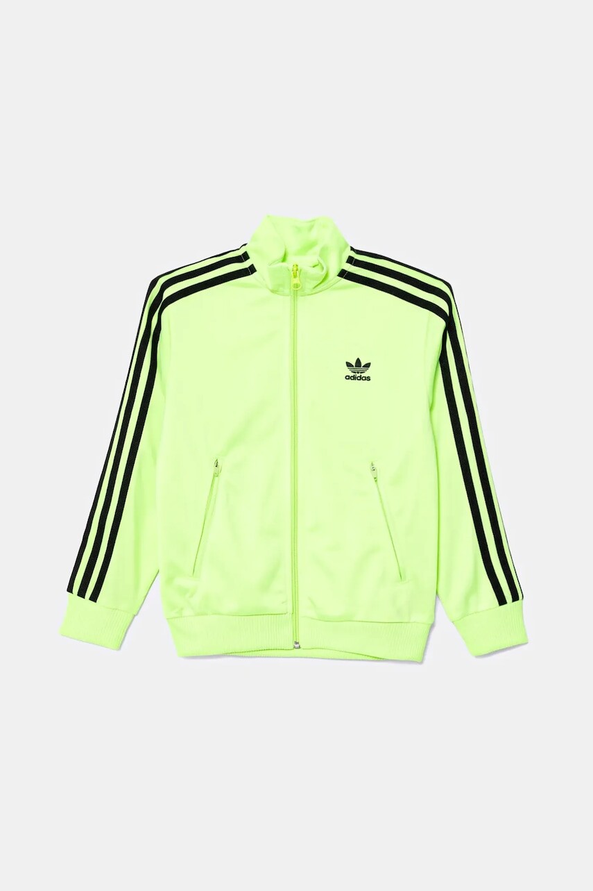 Detská mikina adidas Originals zelená farba, s nášivkou, JV8586