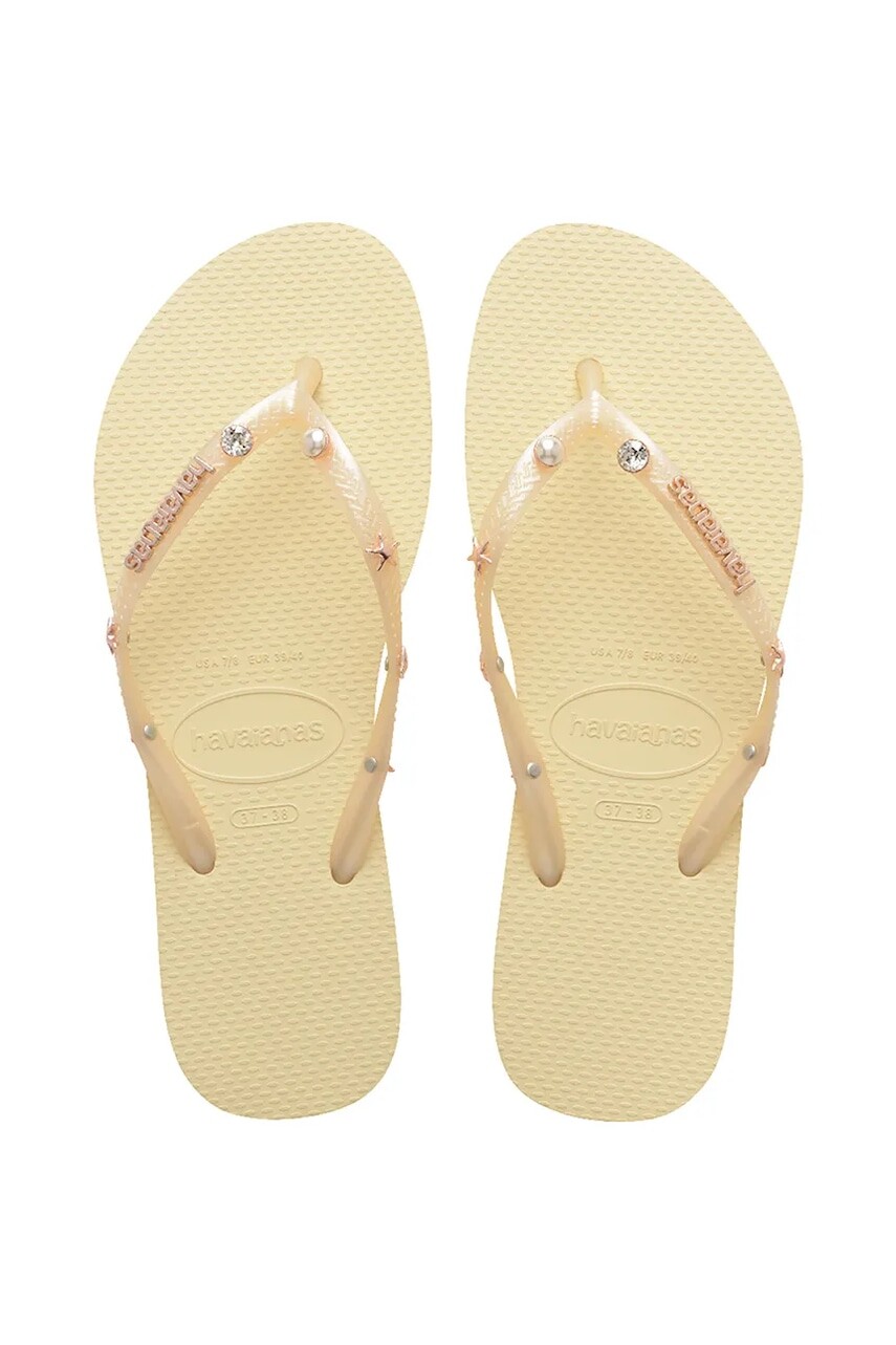Šľapky Havaianas SLIM LUXURY AQUA béžová farba, 4149965.9256