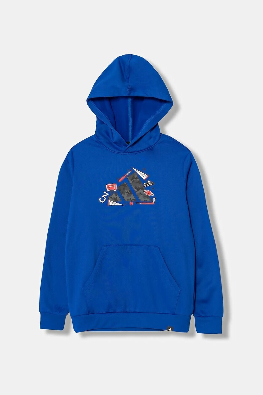 Detská mikina adidas s kapucňou, s potlačou, JV5130