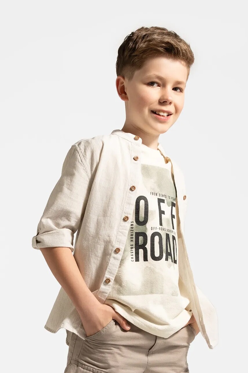 Košeľa Coccodrillo béžová farba, WILD SAFARI BOY JUNIOR