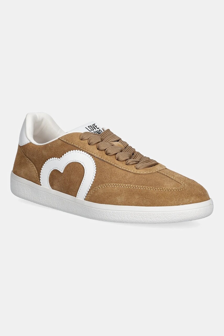 Semišové tenisky Love Moschino béžová farba, JA15112G1NIG0104