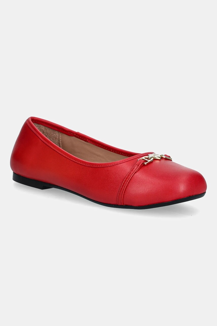Kožené balerínky Love Moschino červená farba, JA11081G1NIE0500