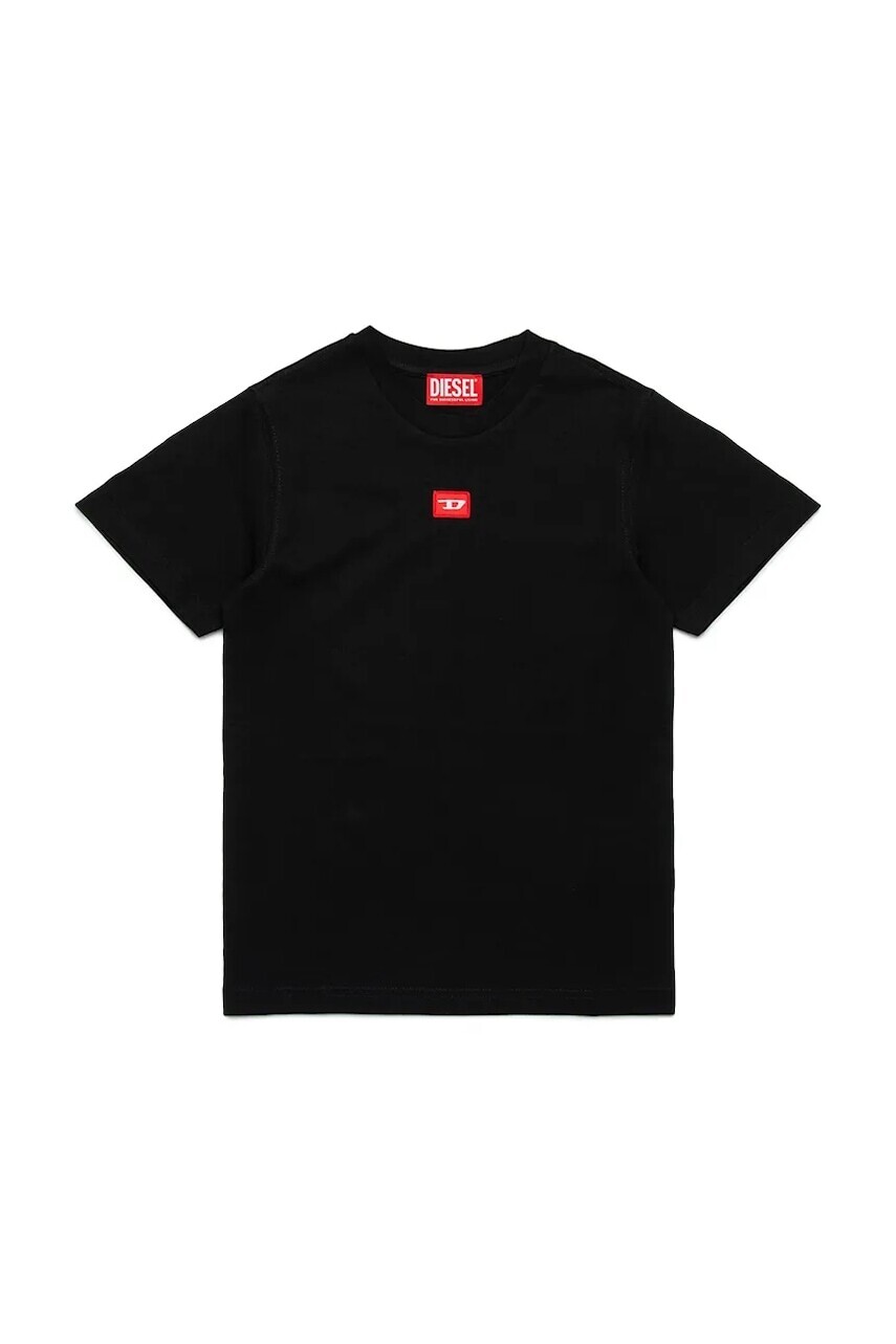 Detské bavlnené tričko Diesel TXDIEGO T-SHIRT čierna farba, s nášivkou, J02501