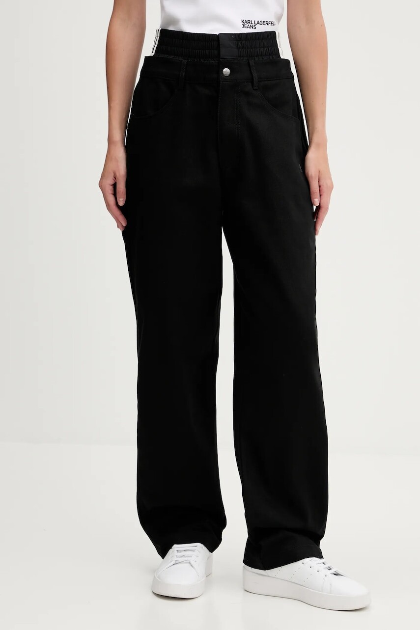 Nohavice adidas Originals Firebird čierna farba, rovný strih, vysoký pás, JX7594