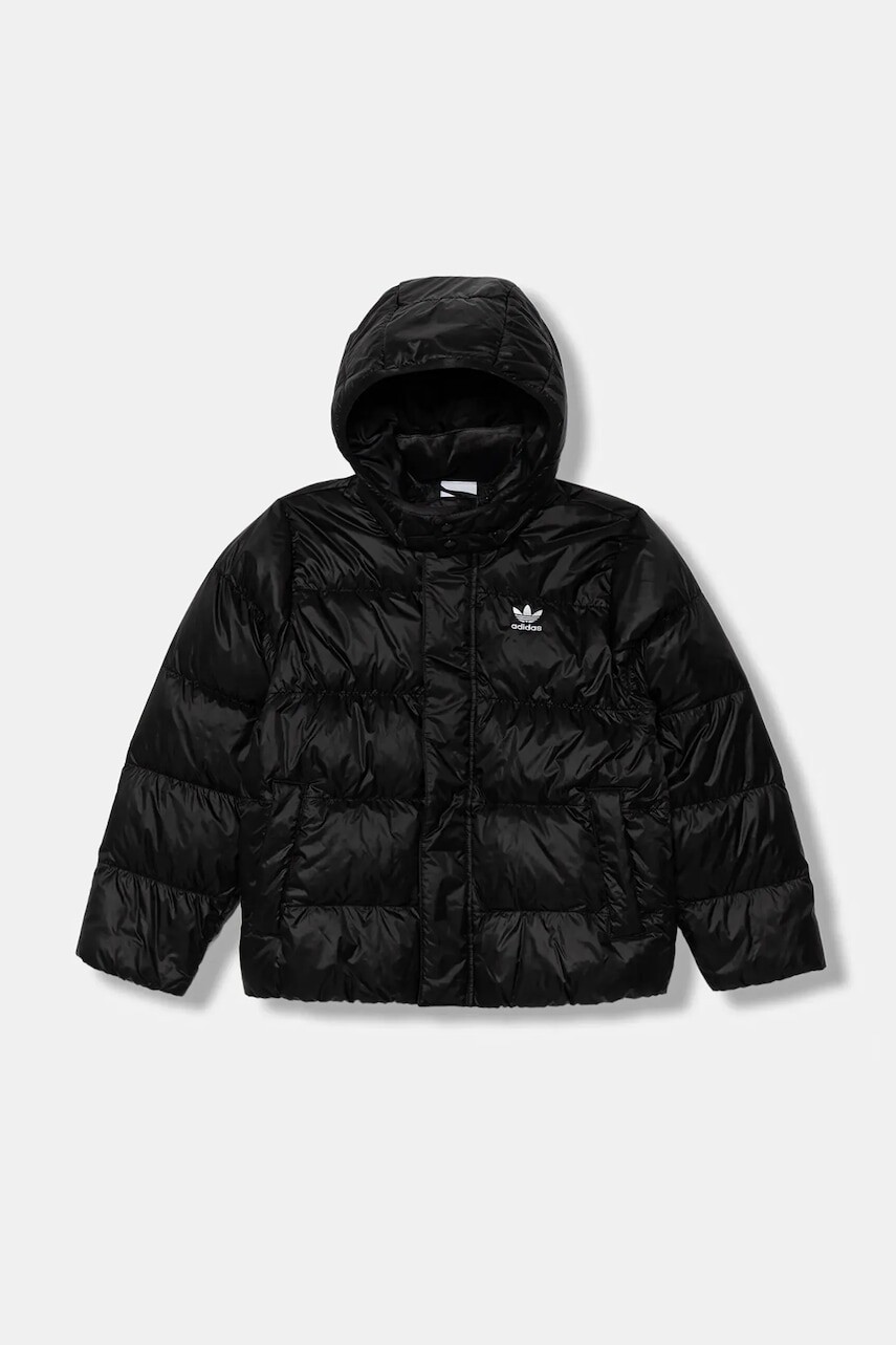Detská páperová bunda adidas Originals čierna farba, JX0550