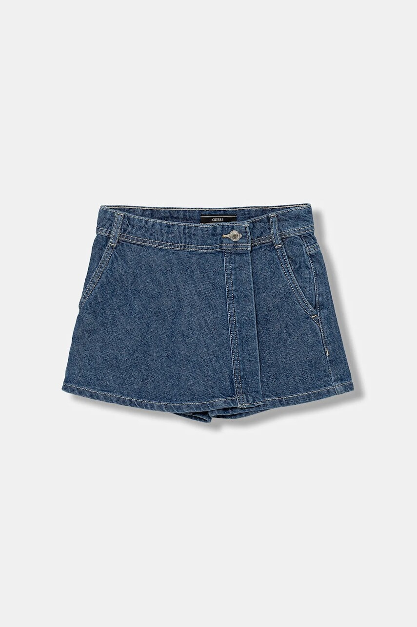 Sukňa Guess modrá farba, jednofarebná, nastaviteľný pás J5YD14 D45E0