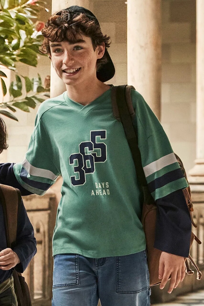 Bavlnené tričko s dlhým rukávom Mayoral zelená farba, 7004