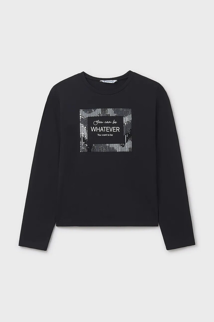 Detské tričko s dlhým rukávom Mayoral čierna farba, 7018