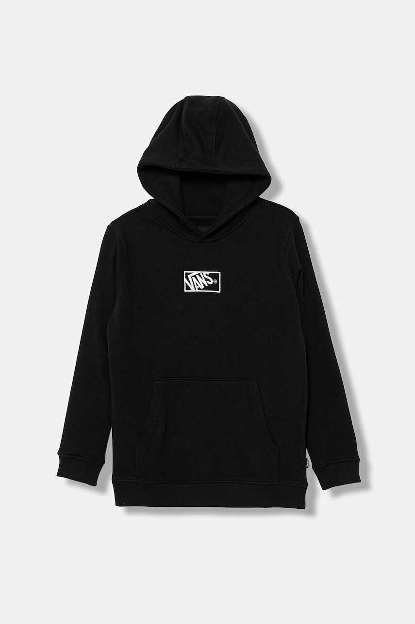 Detská mikina Vans BY BLOCKED BOX PO HOODIE čierna farba, s kapucňou, s nášivkou, VN000RBDBLK1
