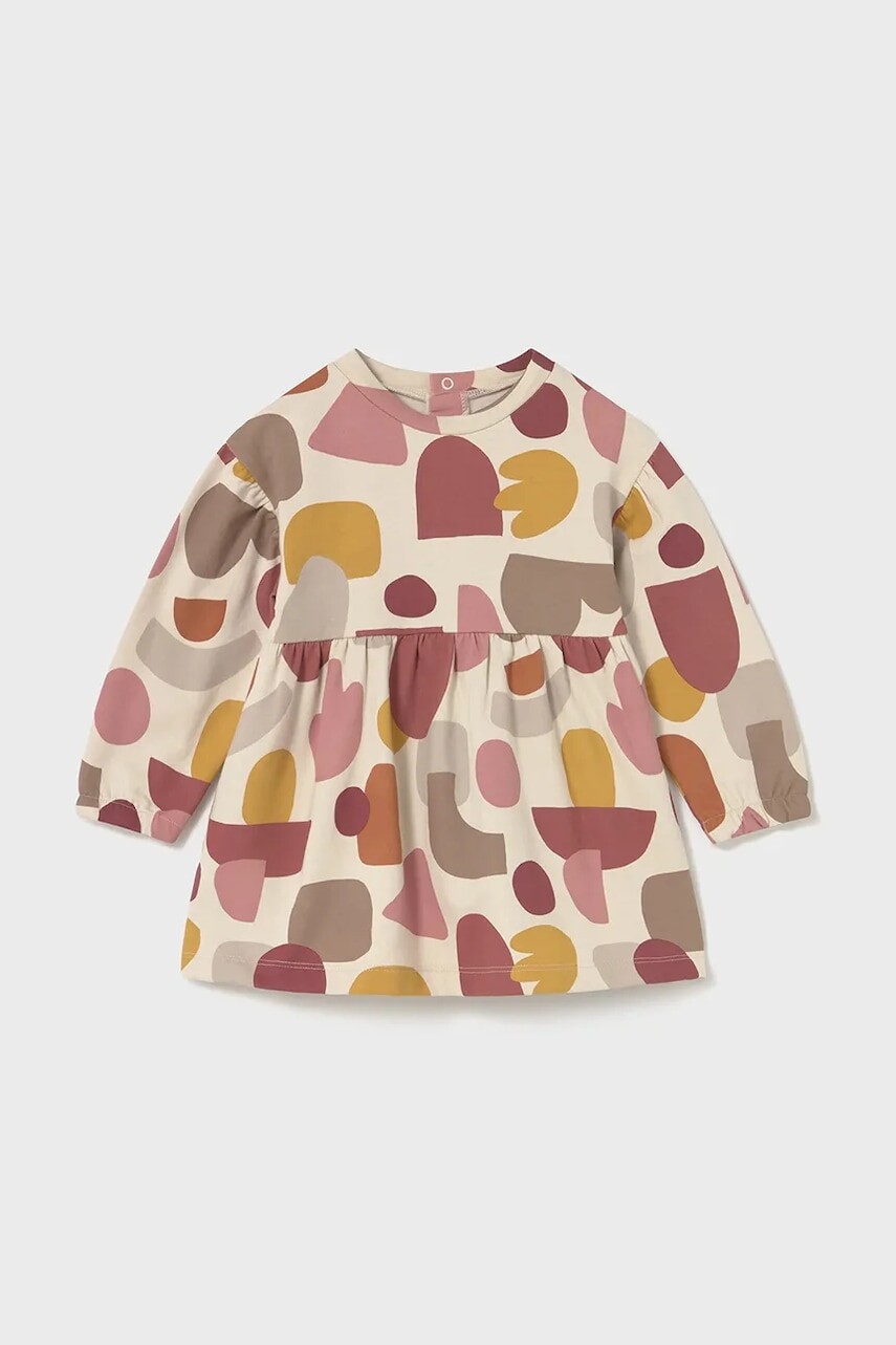 Dievčenské šaty Mayoral béžová farba, mini, áčkový strih, 2916