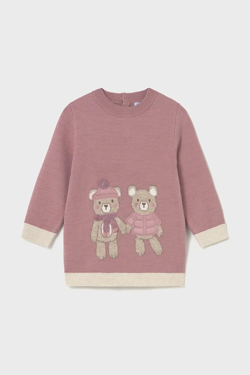 Dievčenské šaty Mayoral ružová farba, mini, rovný strih, 2911