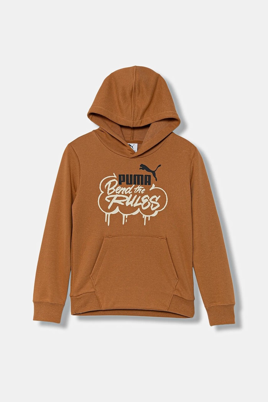 Detská mikina Puma MID90s Hoodie TR B hnedá farba, s kapucňou, s potlačou, 688468