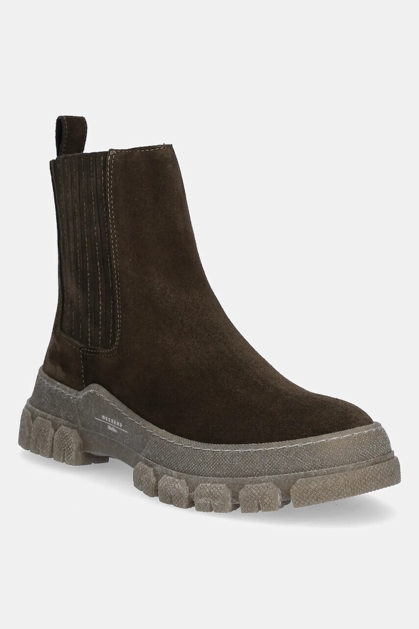 Semišové topánky chelsea Weekend Max Mara Genepi zelená farba, na platforme, 2525796035600