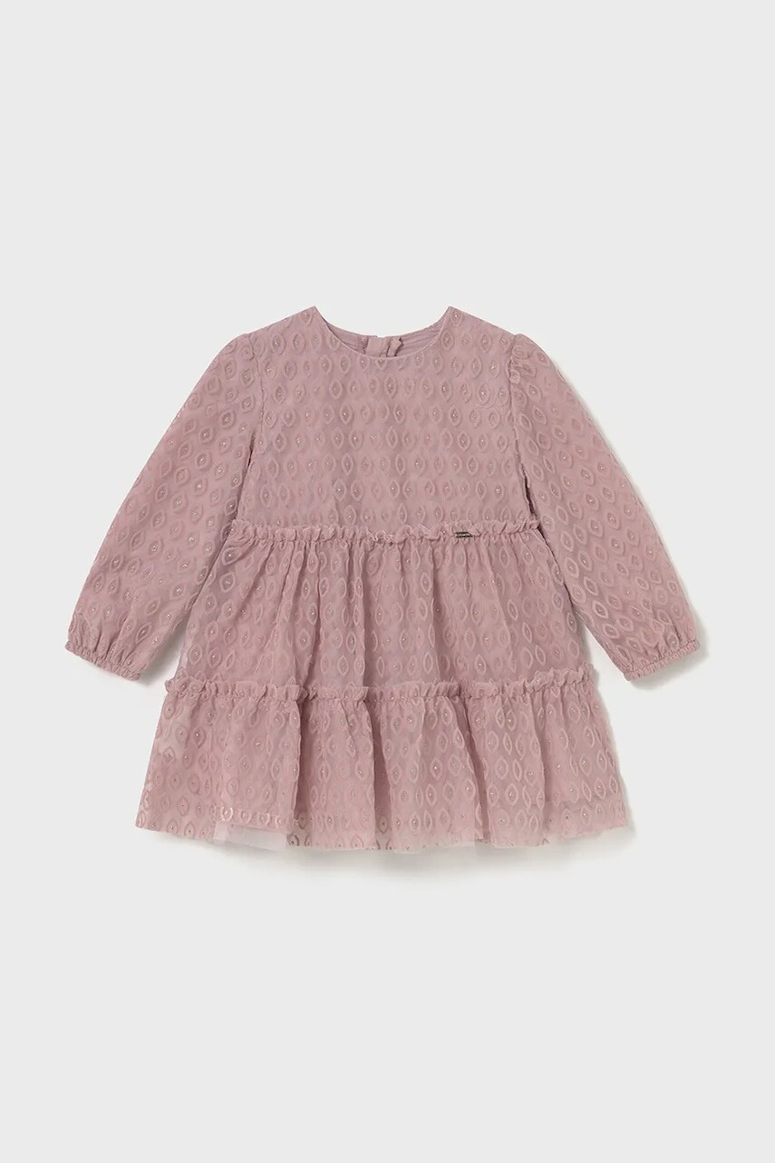 Šaty pre bábätká Mayoral ružová farba, midi, áčkový strih, 2907