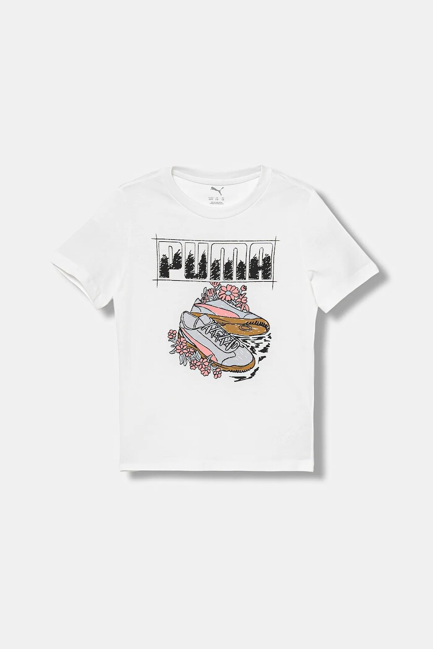 Detské bavlnené tričko Puma GRAPHIC Sneaker Tee G biela farba, 688496