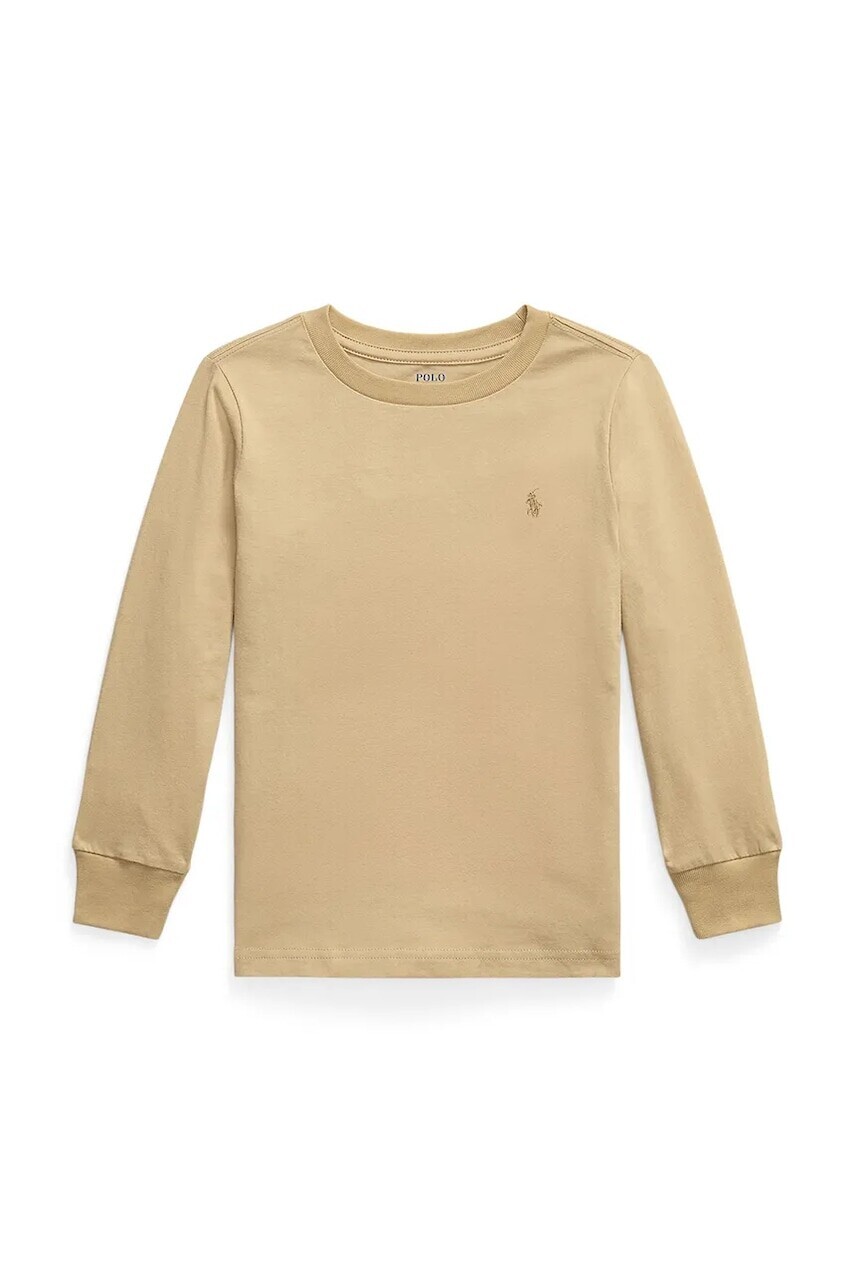 Bavlnené tričko s dlhým rukávom Polo Ralph Lauren béžová farba, 322854677097