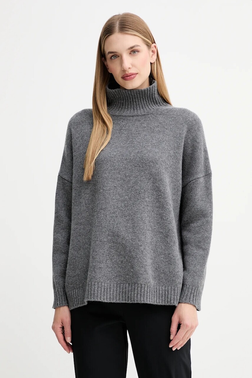 Vlnený sveter Weekend Max Mara BORGIA šedá farba, s rolákom, 2525366112600