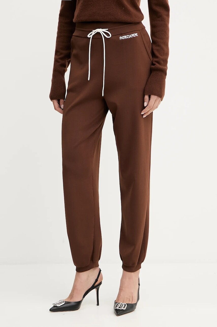 Tepláky Patrizia Pepe hnedá farba, jednofarebné, 8P0736 K266