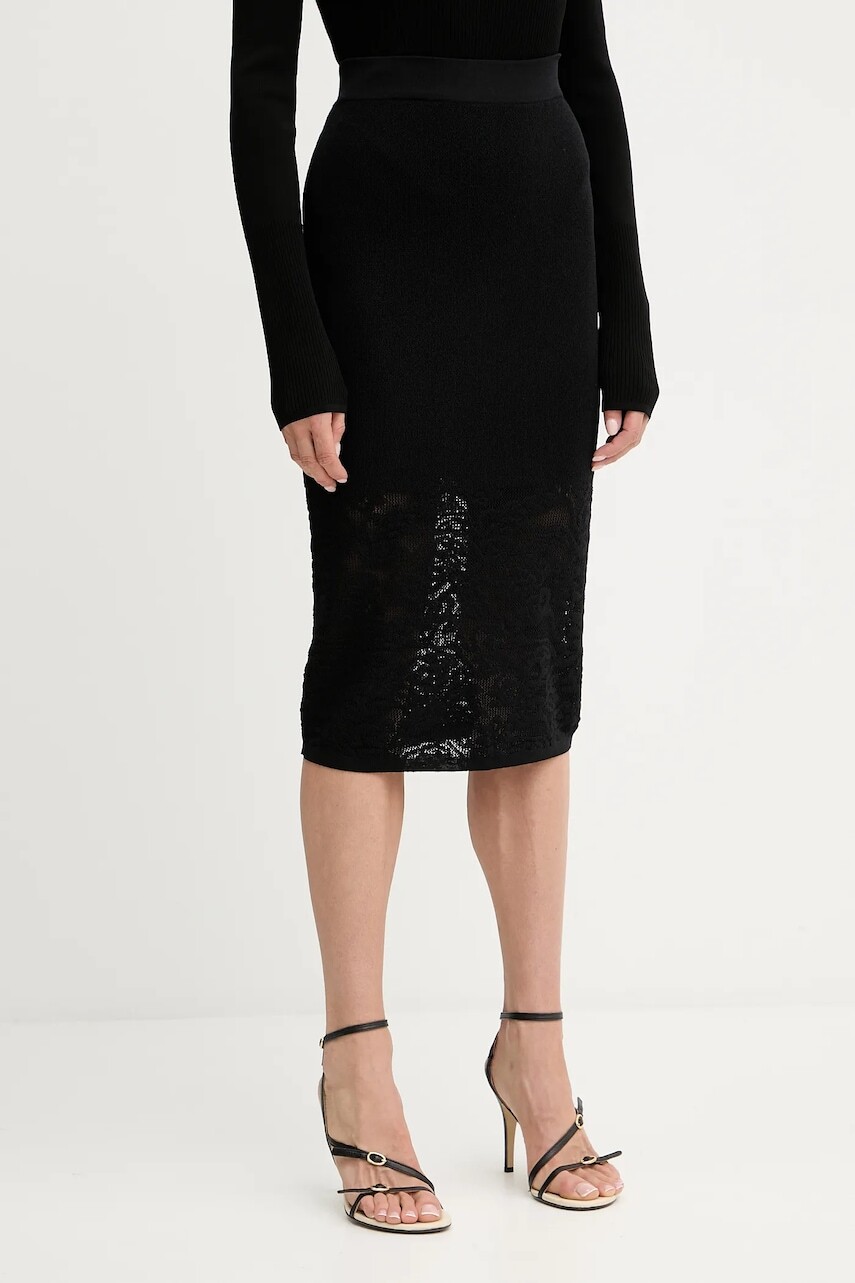 Sukňa Patrizia Pepe čierna farba, midi, puzdrová, 8G0482 K284