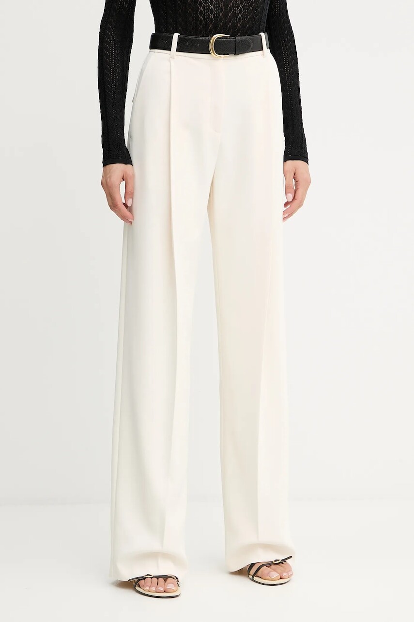 Nohavice Elisabetta Franchi béžová farba, cigaretový strih, vysoký pás, PA12556E2
