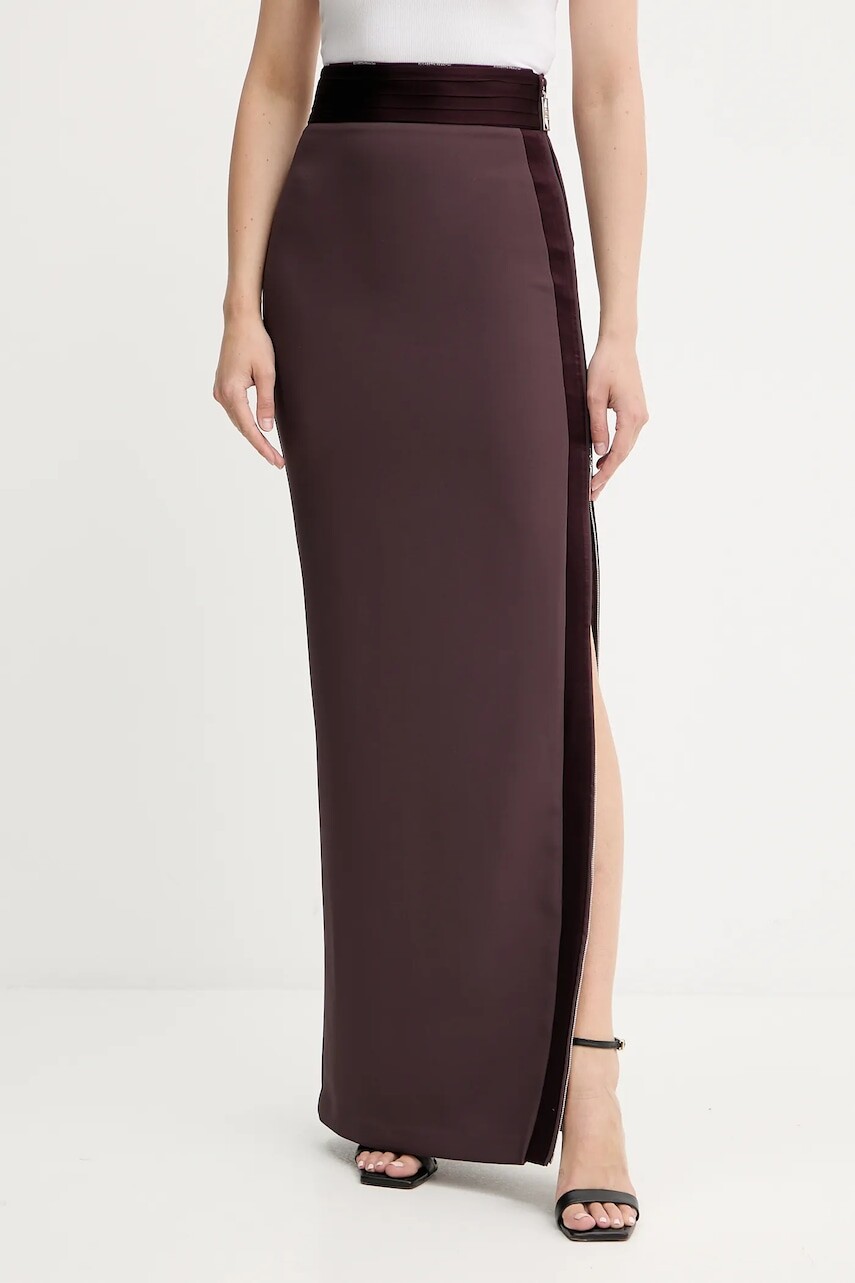 Sukňa Elisabetta Franchi bordová farba, maxi, puzdrová, GO11156E2