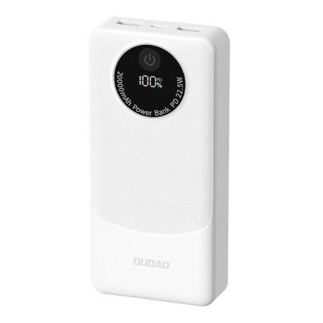 Dudao K12Pro Power Bank 20000mAh USB / USB-C 22.5W, biely