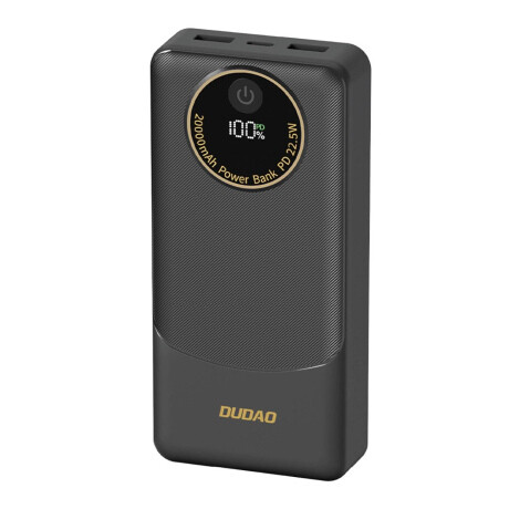 Dudao K12Pro Power Bank 20000mAh USB / USB-C 22.5W, čierny