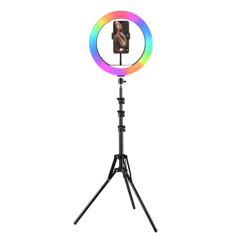 MG Selfie RGB kruhové LED svetlo + statív 2.1m, čierne