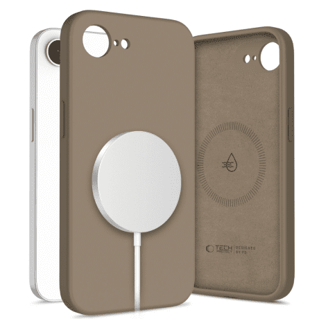 Tech-Protect Liquid Silicone MagSafe kryt na iPhone 16e, hnedý